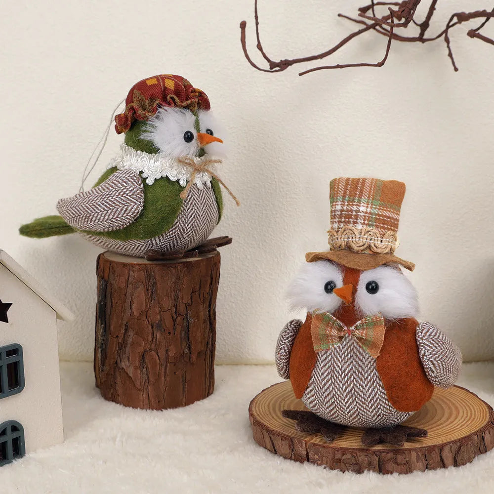 Thanksgiving owl harvest bird pendant ornament in green or orange colours