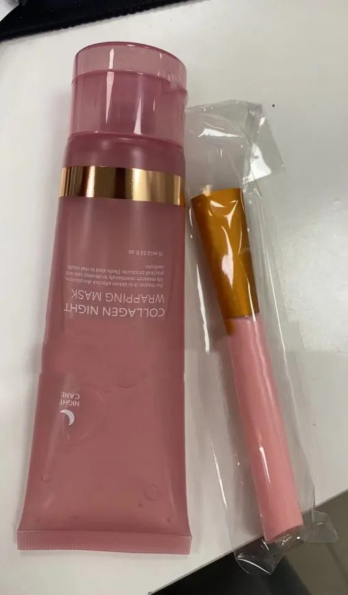 75ml collagen night face mask with application brush for overnight skin treatment