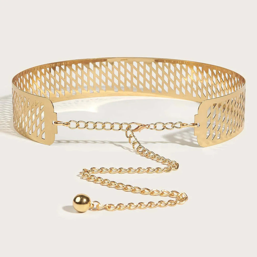 Gold alloy buckle hook fastening waist belt iron waist seal ring 105cm length 4.5cm width thick type