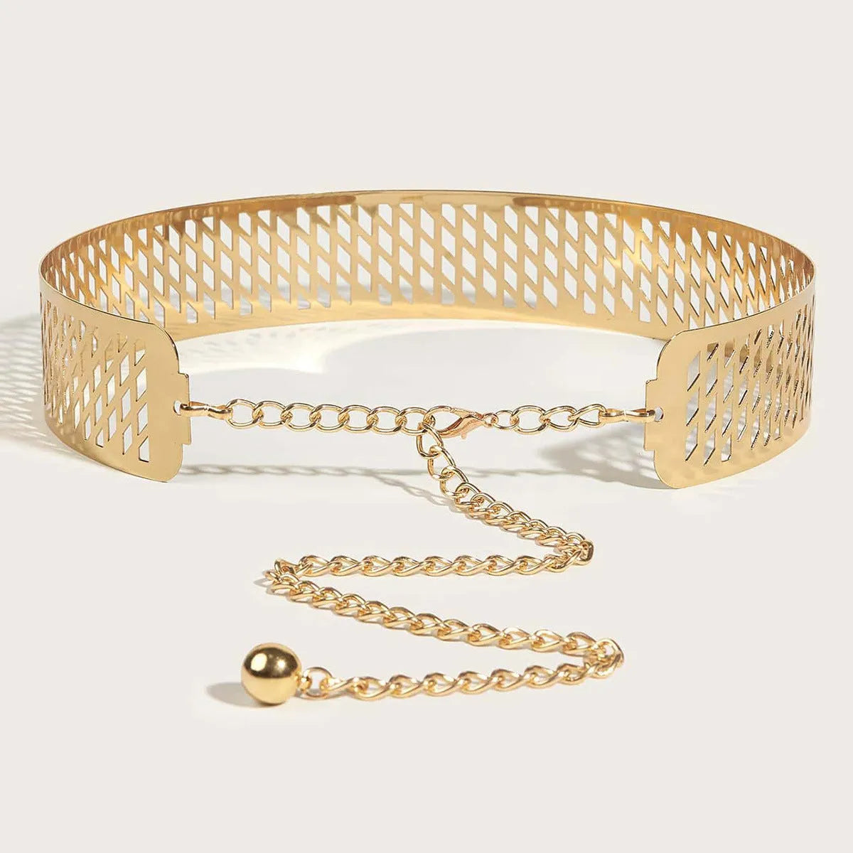 Gold alloy buckle hook fastening waist belt iron waist seal ring 105cm length 4.5cm width thick type