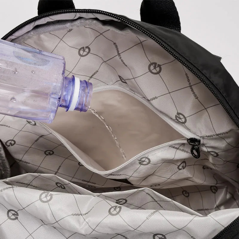 Large outdoor backpack in nylon with sandwich pocket compartments