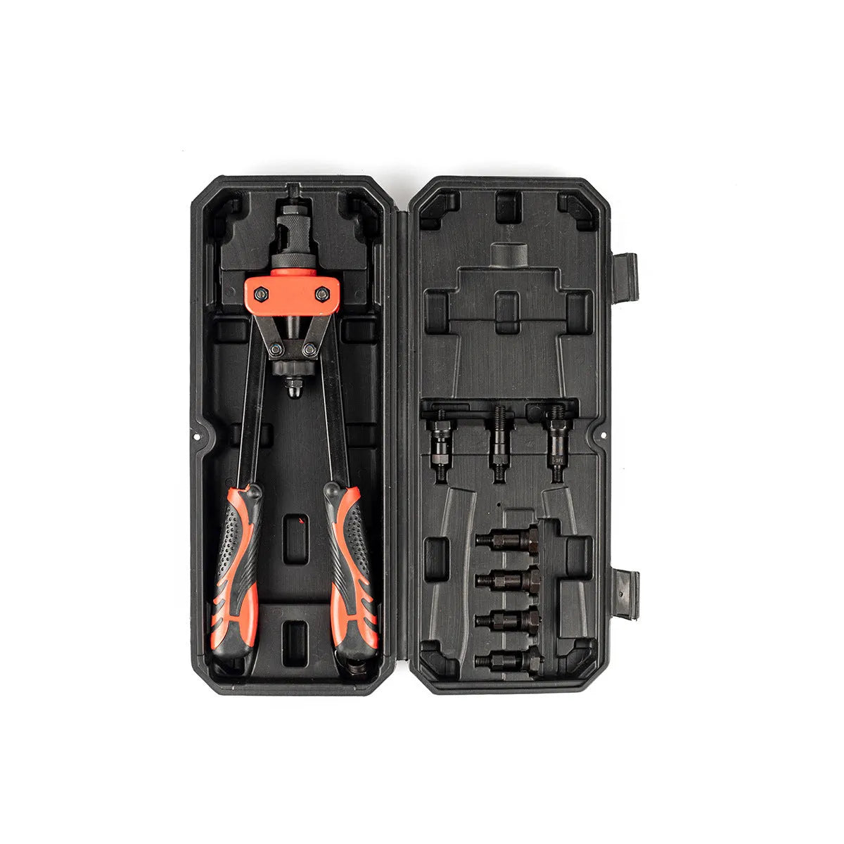 14-inch alloy rivet nut tool model CQ14 with pull-setter handle and six metric gun tips