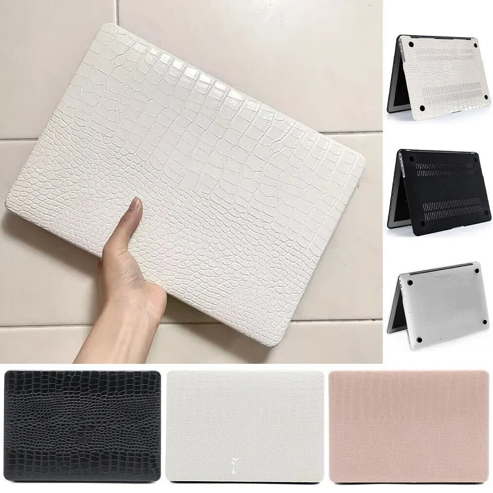 Laptop protective case with crocodile pattern texture and hollowed Apple logo for MacBook Pro and Air