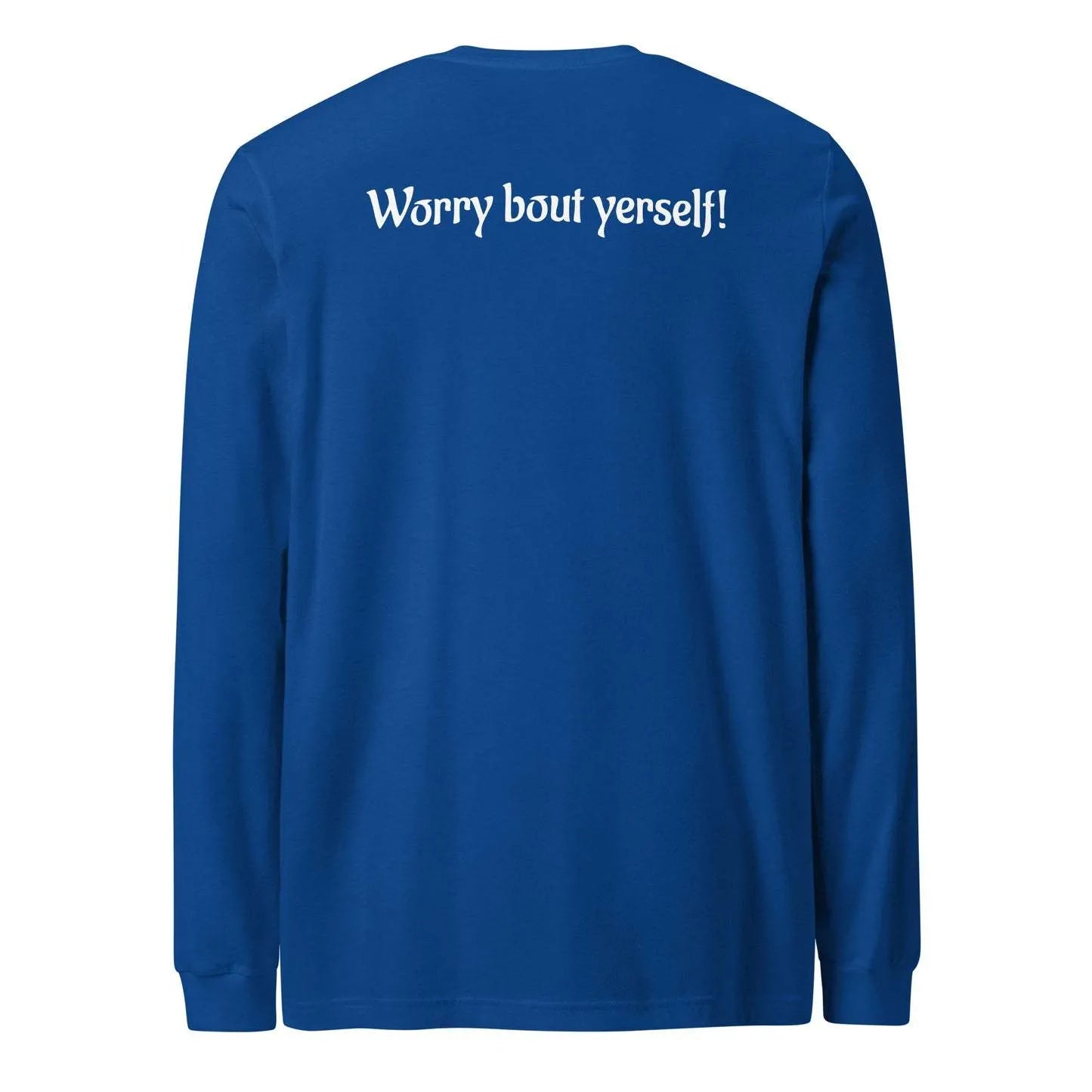 Blue loose fit men's sweater with printed pattern and round neck design