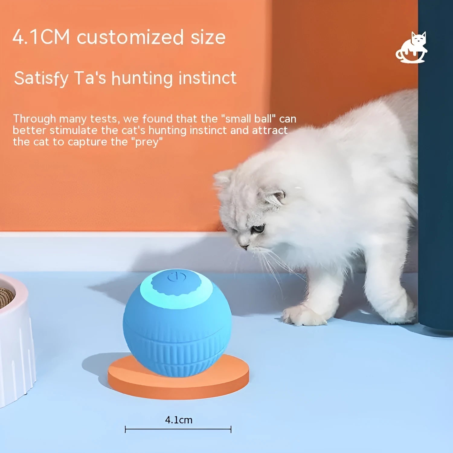 Blue silicone gravity rolling cat teasing ball on a floor