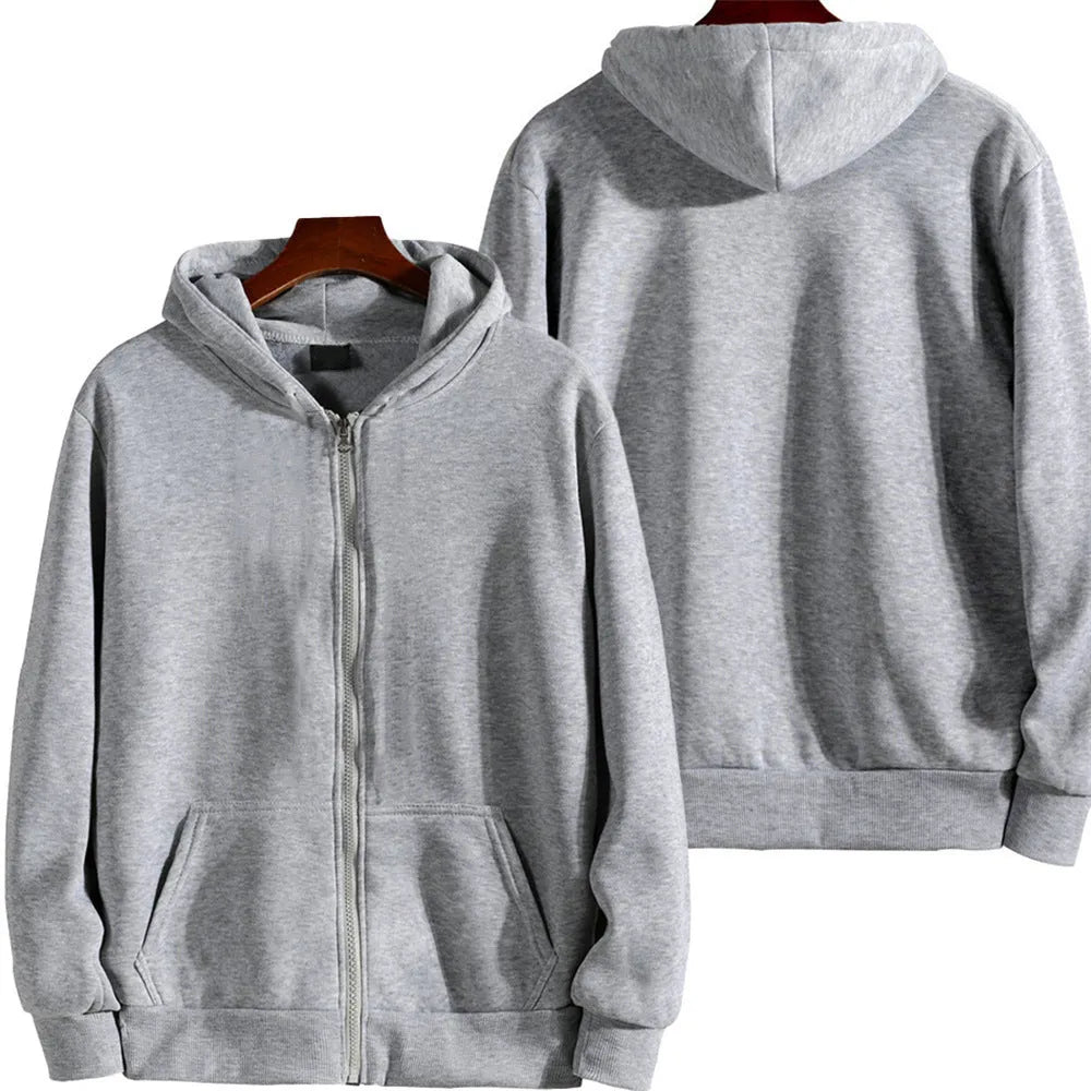 Men's solid colour loose sports zipper jacket in polyester fibre with spandex blend