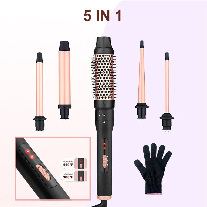 All-in-one three-tube water wave hair curler set with multiple interchangeable tubes on a white background
