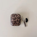 Transparent brown leopard printed PC earphone sleeve for Apple AirPods charging case with snap-on fit
