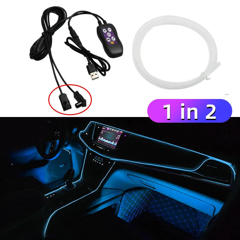 Car LED atmosphere lamp USB colour changing dashboard decorative neon light PVC strip