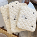 Cute rhombus embroidered bow notebook storage bag for laptop, nylon, light pink, fits 13-14 inch device