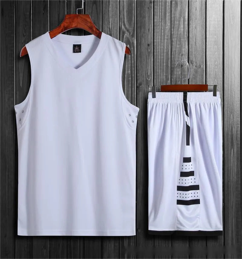 White and black polyester sports vest for campus basketball training and fitness activities