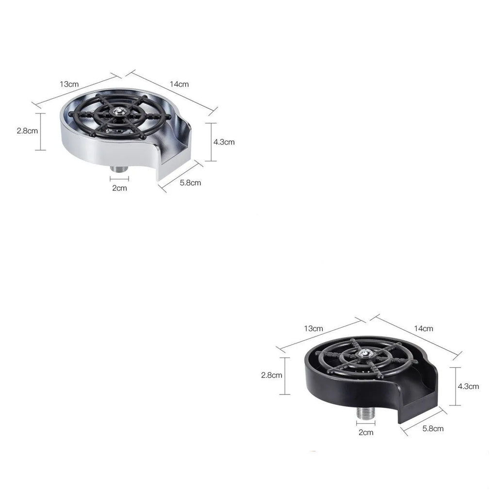 Black bar counter cup washer with five-hole high-pressure spray nozzle on sink