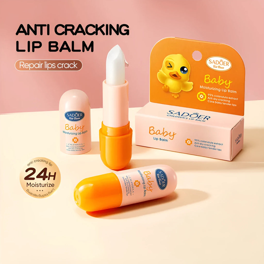 Anti-chapped lip moisturising lipstick in a tube on a white background.