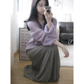 Purple women's ice silk blouse with princess sleeves and shoulder strap details