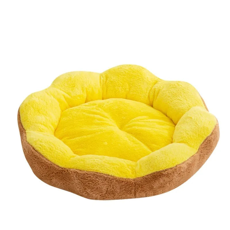 Rabbit plush cat bed with round nest design and detachable washable cover