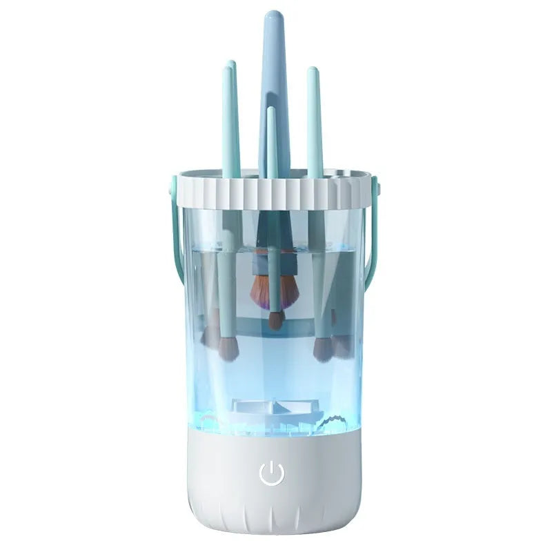 White plastic electric makeup brush cleaning tool with 24cm length and charging cable