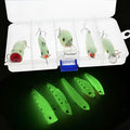Five 3D fluorescent hard bait fishing lures with luminous finish for bass and perch fishing