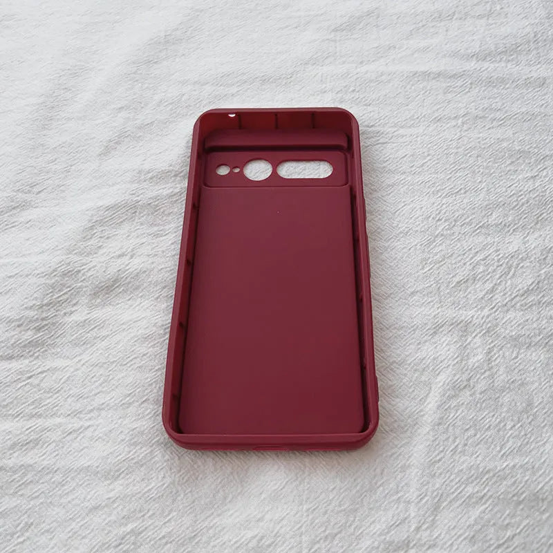 Solid colour TPU drop-resistant phone case for Google Pixel in black, pink, coffee, wine red and white