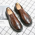 Men's fashion business brogue shoes in solid colour with round toe and breathable PU upper
