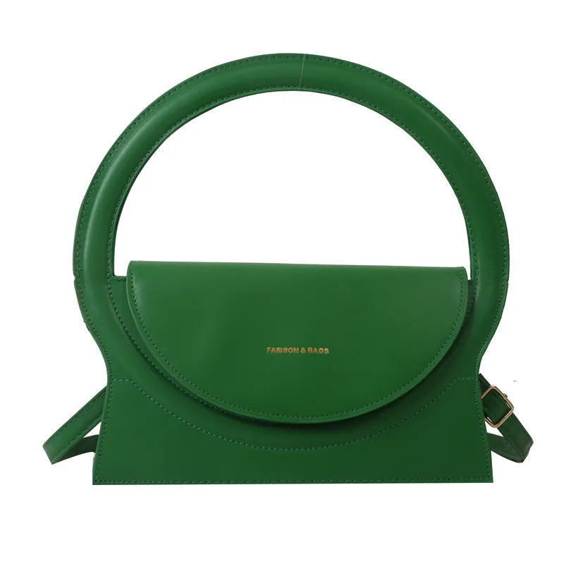 Horizontal square PU leather messenger bag with stitching detail and internal phone pocket