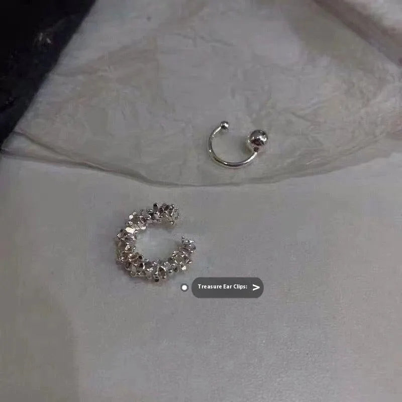 Alloy geometric ear clip earrings with irregular frosty design in B4710# colour