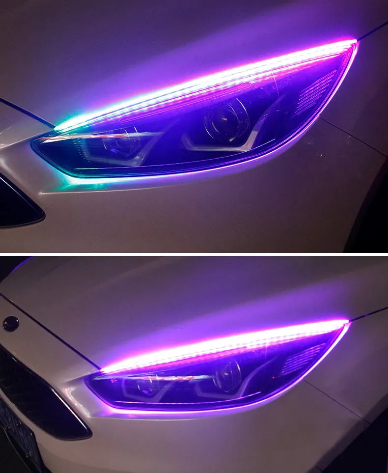 Universal RGB LED daytime running lights with remote control in 30cm, 45cm, and 60cm size options