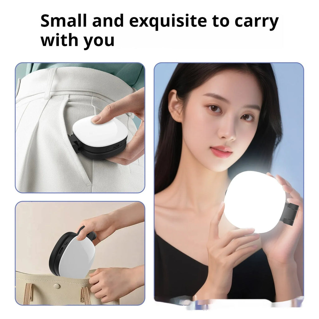 Black and white mobile phone magnetic selfie fill light with adjustable lighting for photography