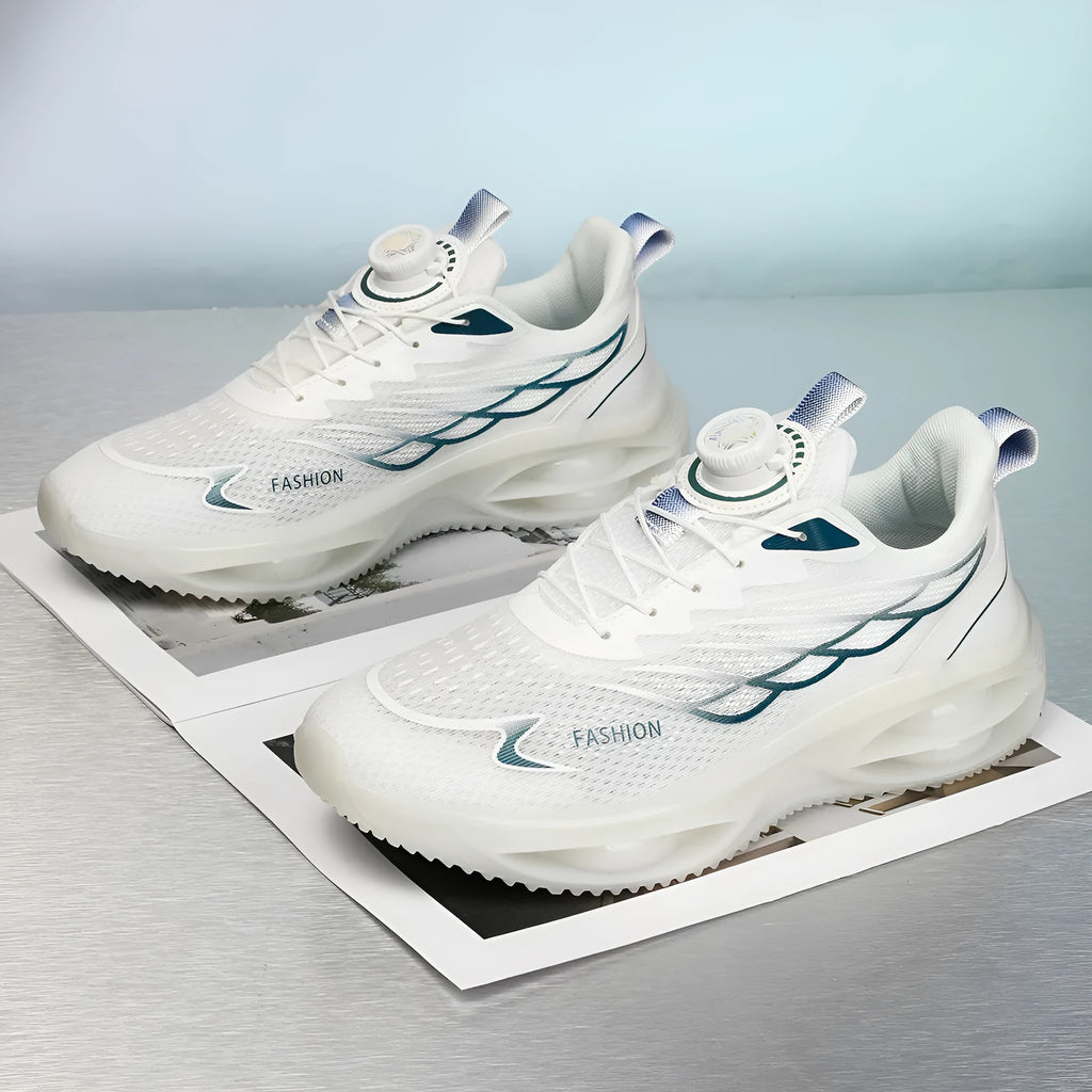 Casual solid colour running shoes with mesh upper and rubber sole in sky blue