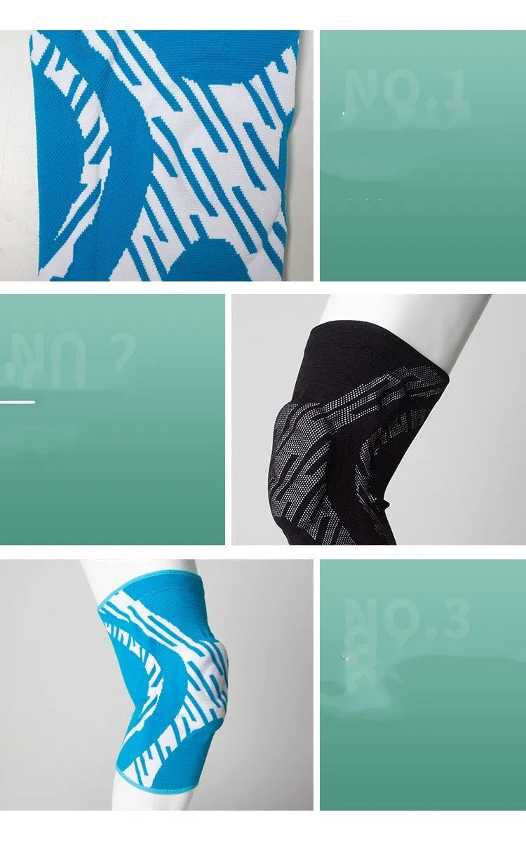 Men's black nylon basketball knee pad showing compression sleeve design for knee protection.