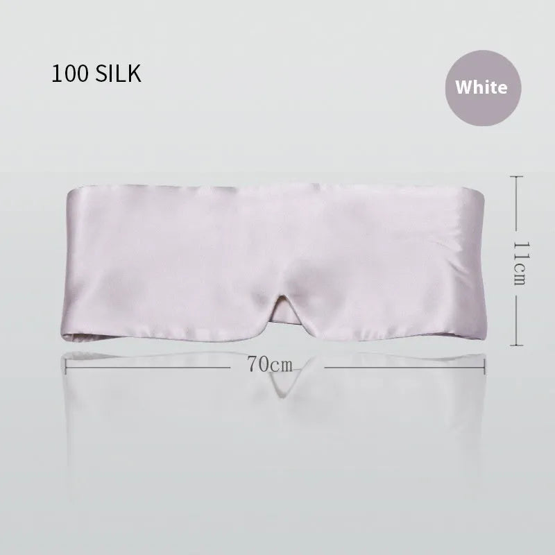 Mulberry silk sleep eye mask shown in one of seven colours: black, champagne gold, green, navy, pink, silver grey, or white.