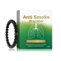 Men's smoke prevention bracelet with glass beads and black gallstone on adjustable cord
