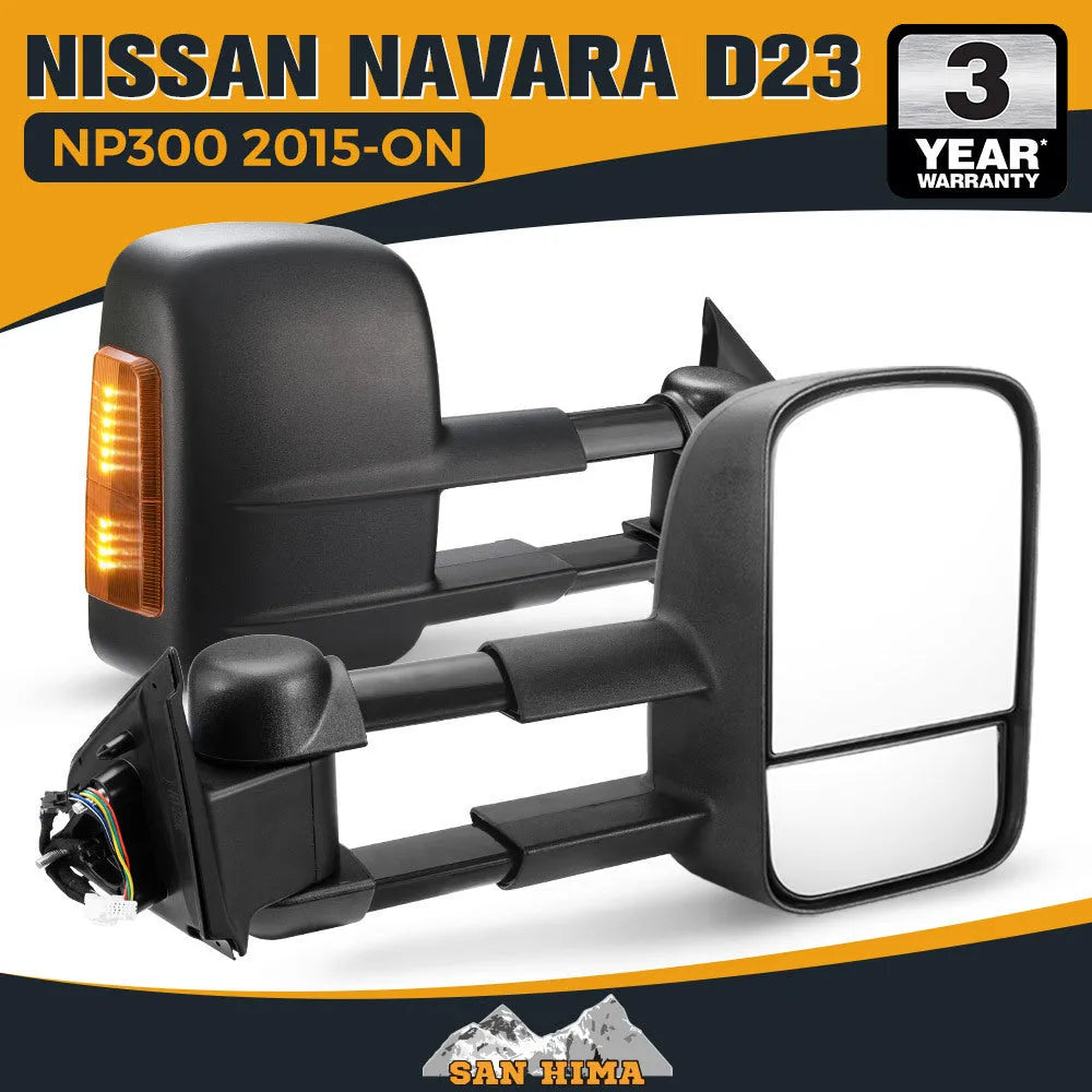 Black electric exterior rear vision mirror for Nissan NP300 Navara 2015 onwards models