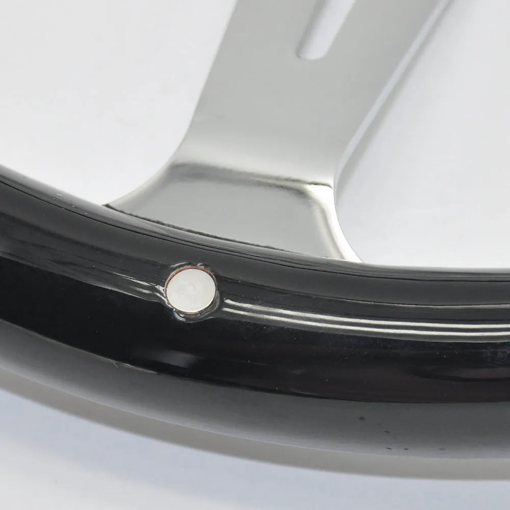 Black electroplated peach wood steering wheel for classic cars with 15 inch diameter
