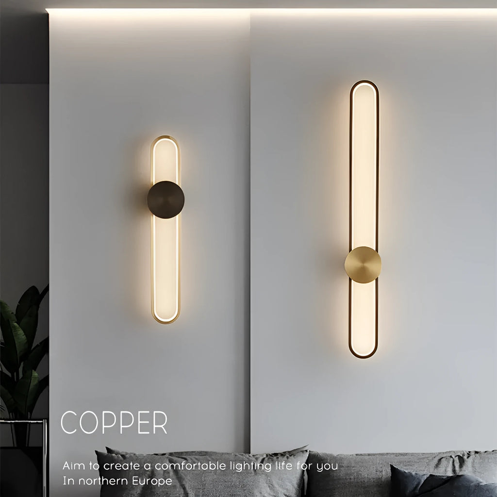Modern minimalist circular wall lamp with 60cm iron frame in black or gold finish