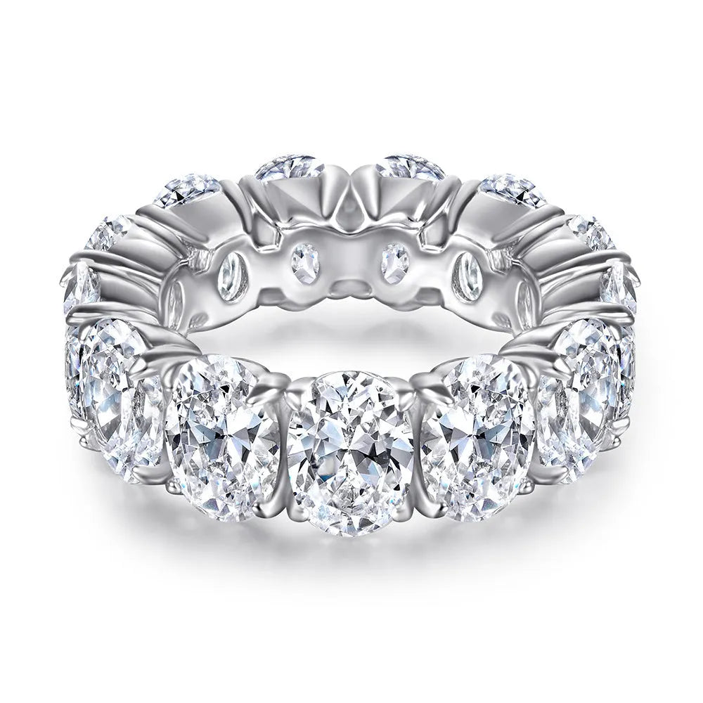 Oval inlaid zircon silver ring for women, niche high sense design, multiple US sizes available