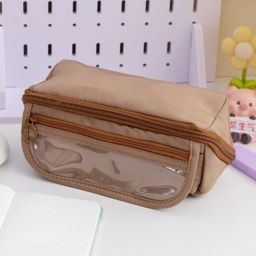 Korean-style canvas pencil box with ten-layer flip design in multiple colour options