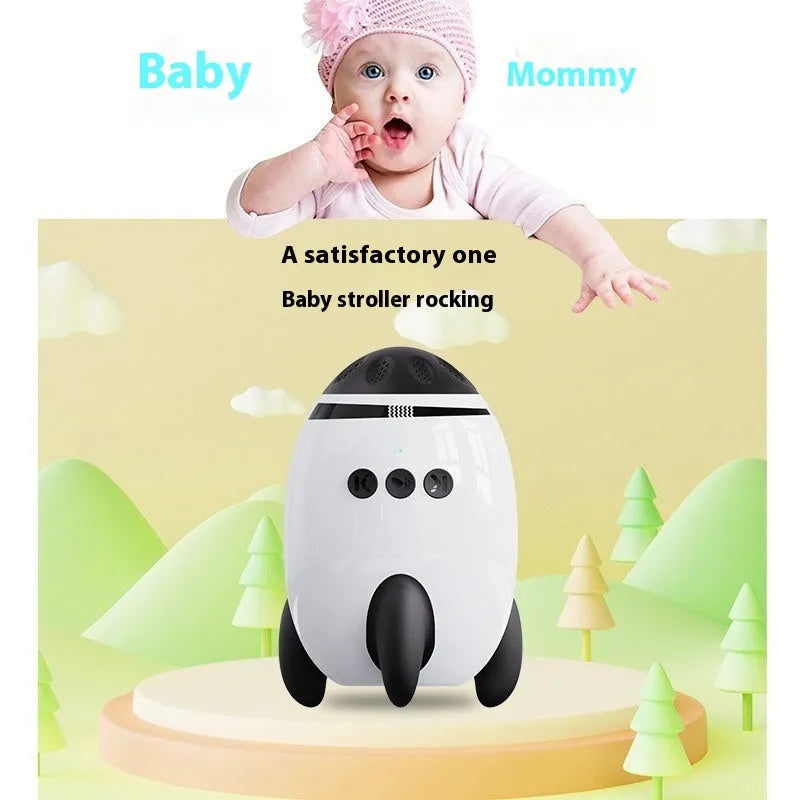White portable baby sleep comforter with automatic shaking and Bluetooth, made of ABS plastic.