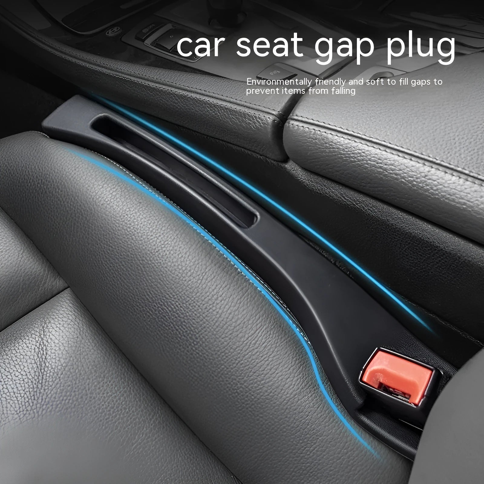 Black plastic car seat gap storage organiser with handle for phones and keys