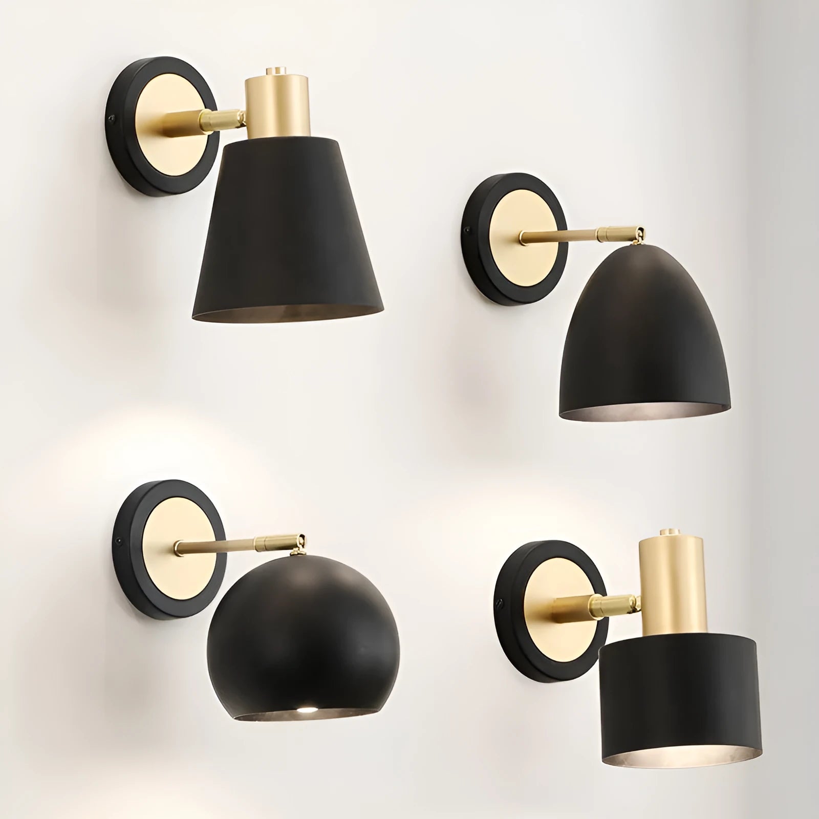 Nordic style iron wall lamp in a choice of four designs for bedside or living room wall mounting.