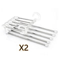 5 in 1 stainless steel pants hanger with five detachable booms and hooks on each rod end, black, 47x18cm