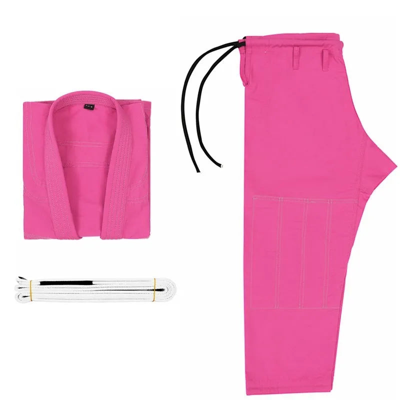 Brazilian Jiu-Jitsu gi set showing lightweight cotton blend top and trousers for martial arts training