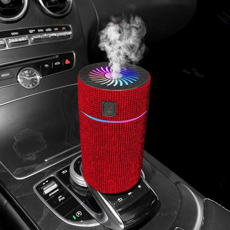 Car air purifier humidifier in diamond finish colours with USB power cord