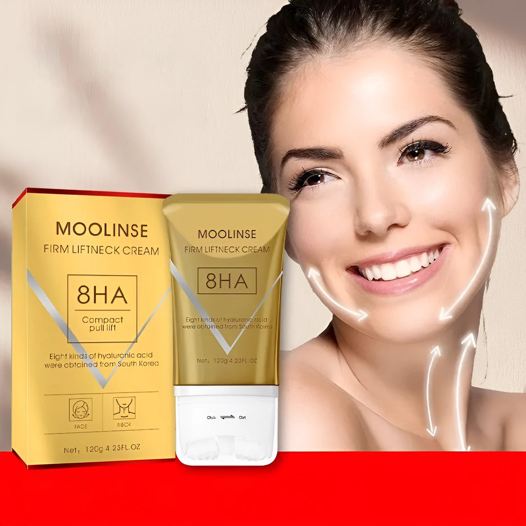 Neck moisturising cream with built-in massage roller for dry skin care