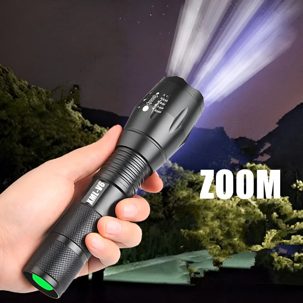 Portable mini LED zoom flashlight with aluminium alloy body and adjustable beam