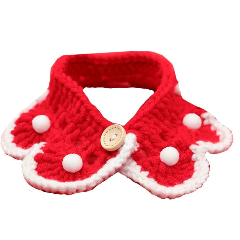 A soft milk cotton knitted pet collar with a cartoon pattern, shown in a customisable colour for cats, dogs, or rabbits.