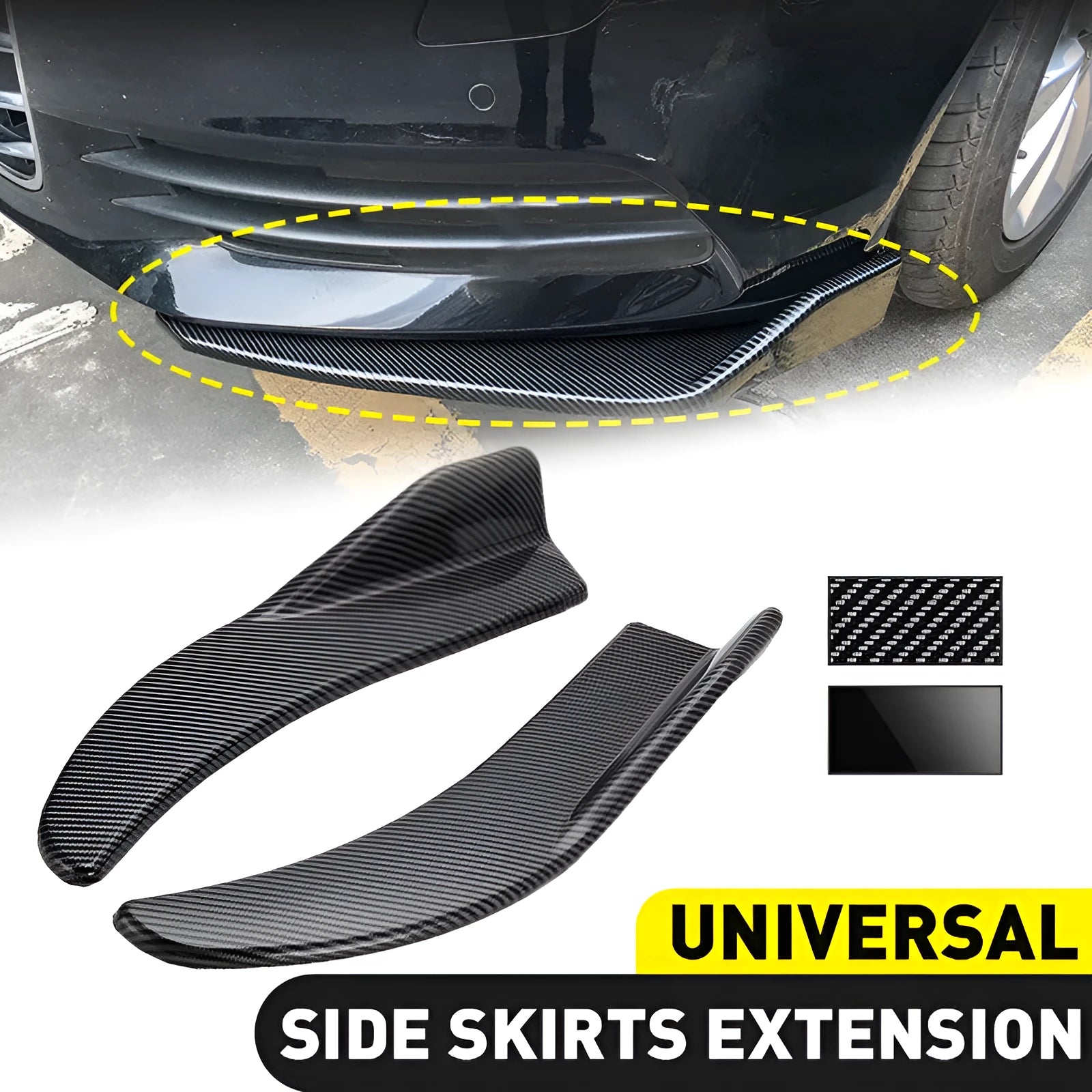 Pair of black ABS plastic car deflector lights for front and rear installation on General Motors vehicles.