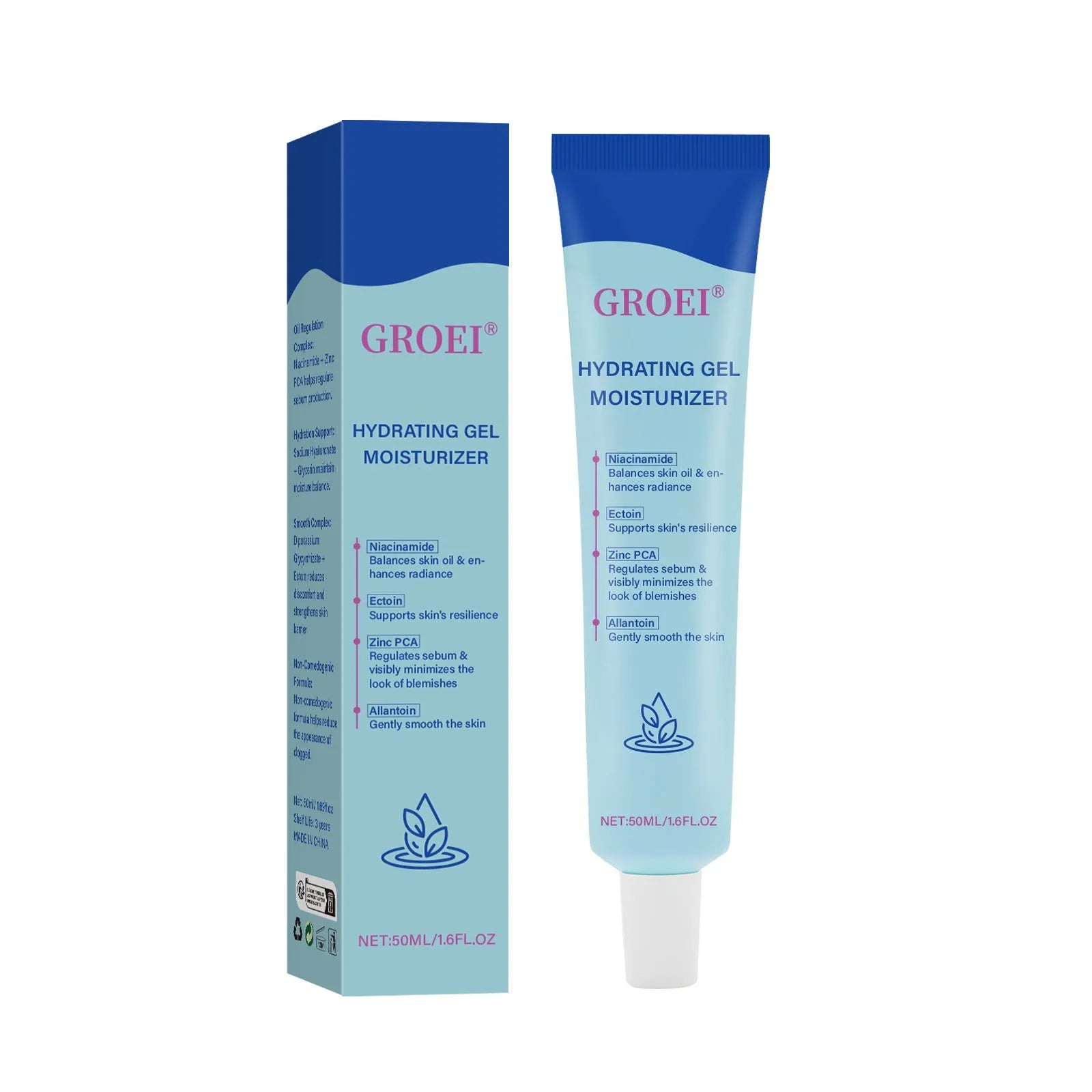 50ml tube of hyaluronic acid moisturising facial gel for skin hydration.