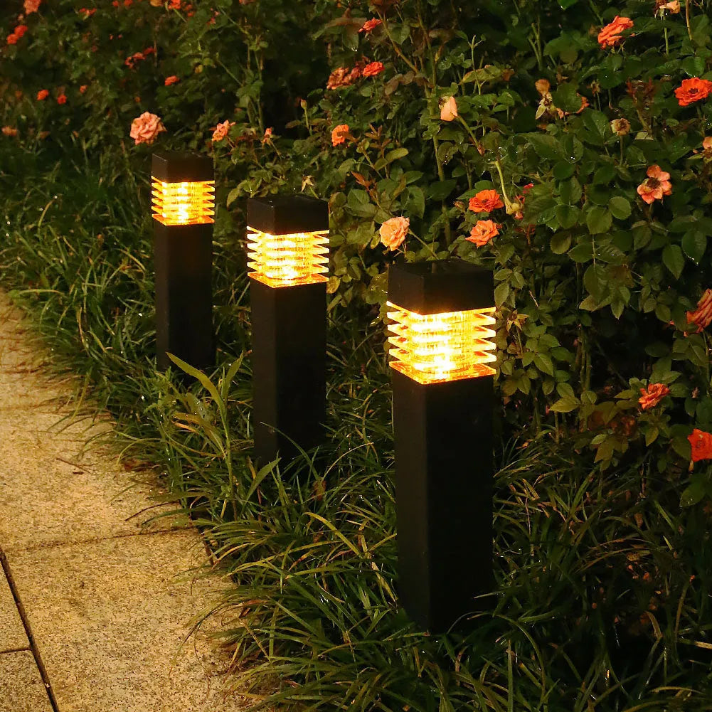 Square solar lawn ground lamp for garden lighting with PVC ABS construction