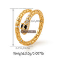 Snake-shaped adjustable finger ring with gold colour finish and detailed animal design
