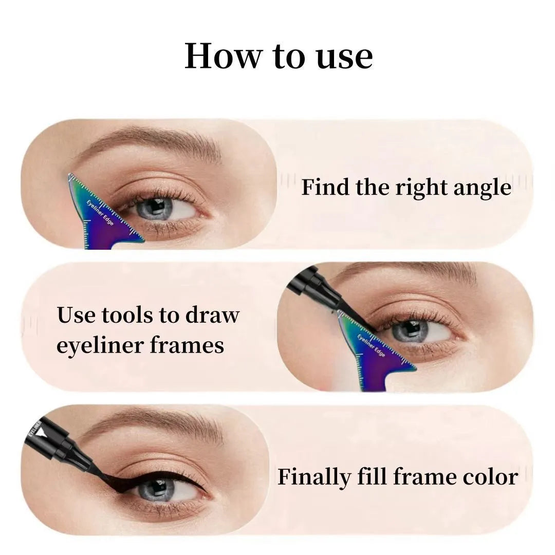 Reusable 3-in-1 angled eyeliner stencil tool for hooded eyes in LaserFX or Pink colour.